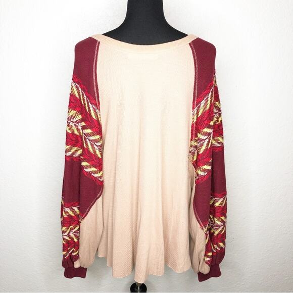 We the Free blush thermal knit top with knit balloon sleeves size Large - Picture 14 of 14